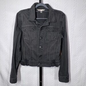Cabi Jeans Black Wash Denim Trucker Jacket Style 187 Zipper Cuff Women's Size M